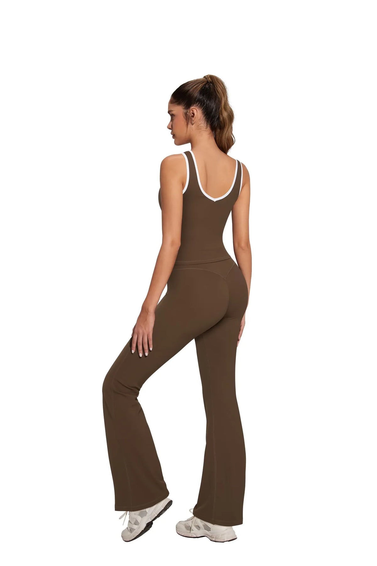 Padded Yoga Tank Flare Leggings Workout Set