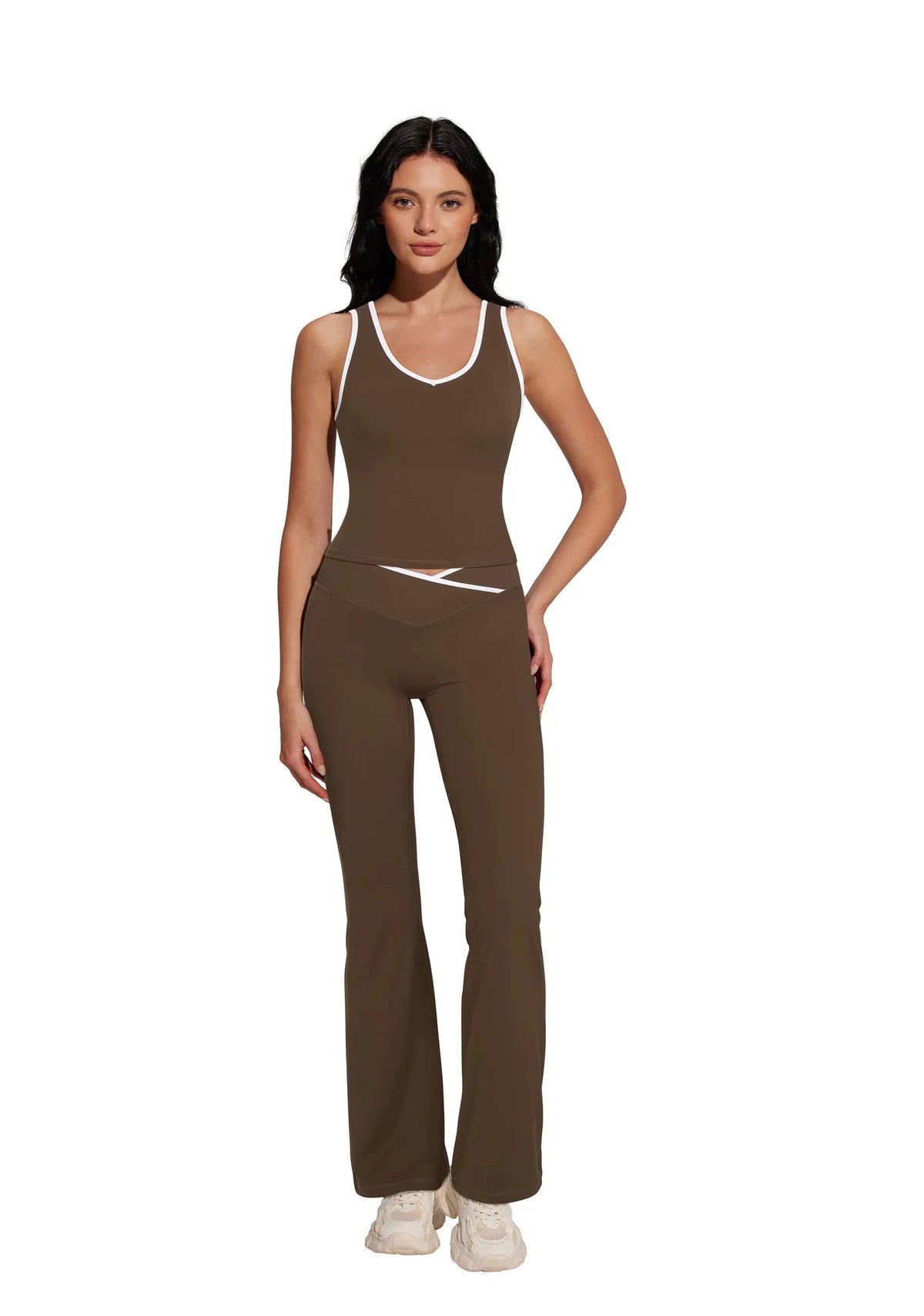 Padded Yoga Tank Flare Leggings Workout Set