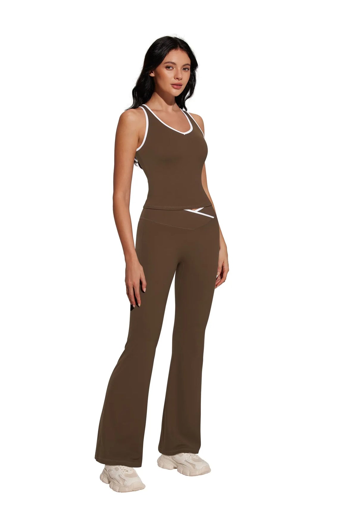 Padded Yoga Tank Flare Leggings Workout Set