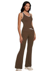 Padded Yoga Tank Flare Leggings Workout Set