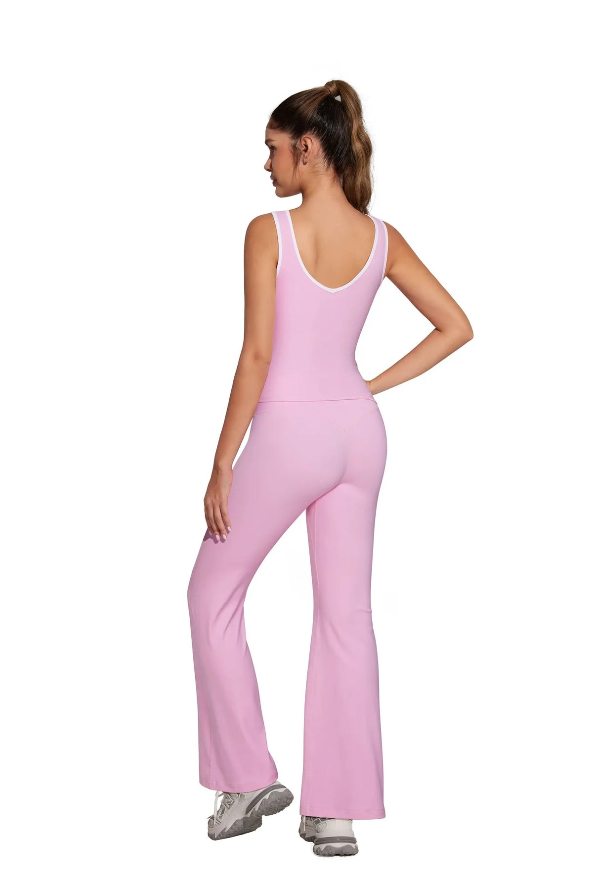 Padded Yoga Tank Flare Leggings Workout Set