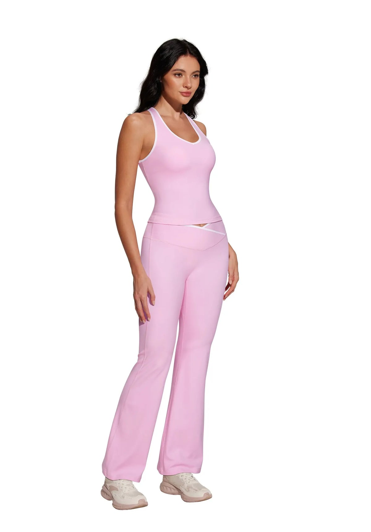 Padded Yoga Tank Flare Leggings Workout Set