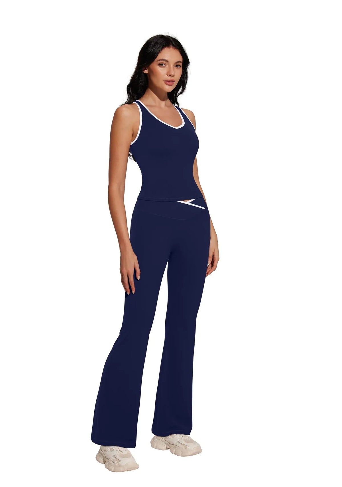 Padded Yoga Tank Flare Leggings Workout Set