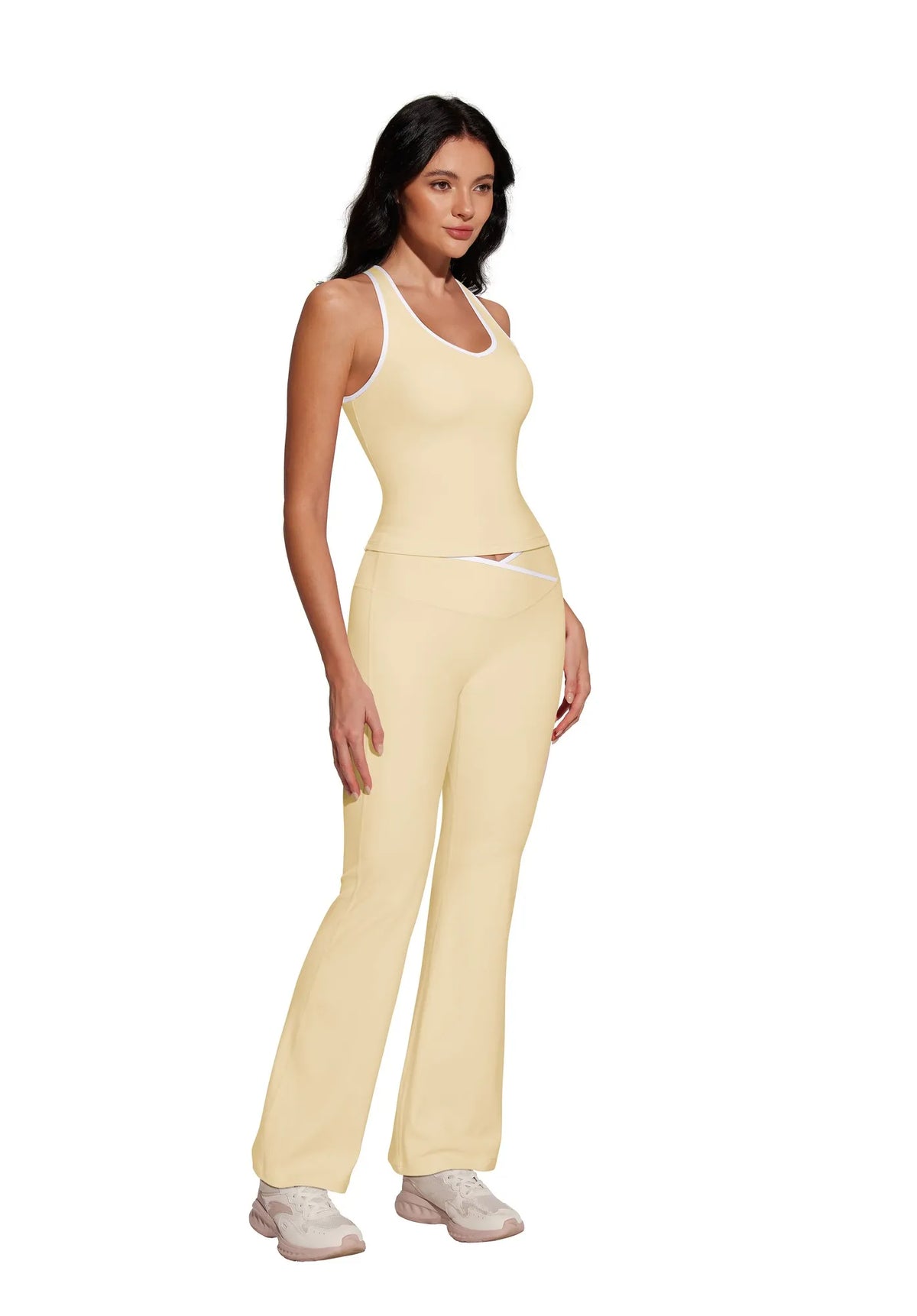 Padded Yoga Tank Flare Leggings Workout Set