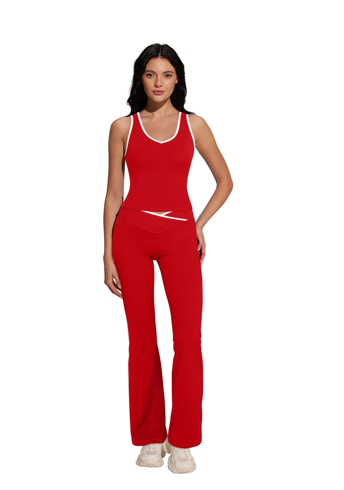 Padded Yoga Tank Flare Leggings Workout Set