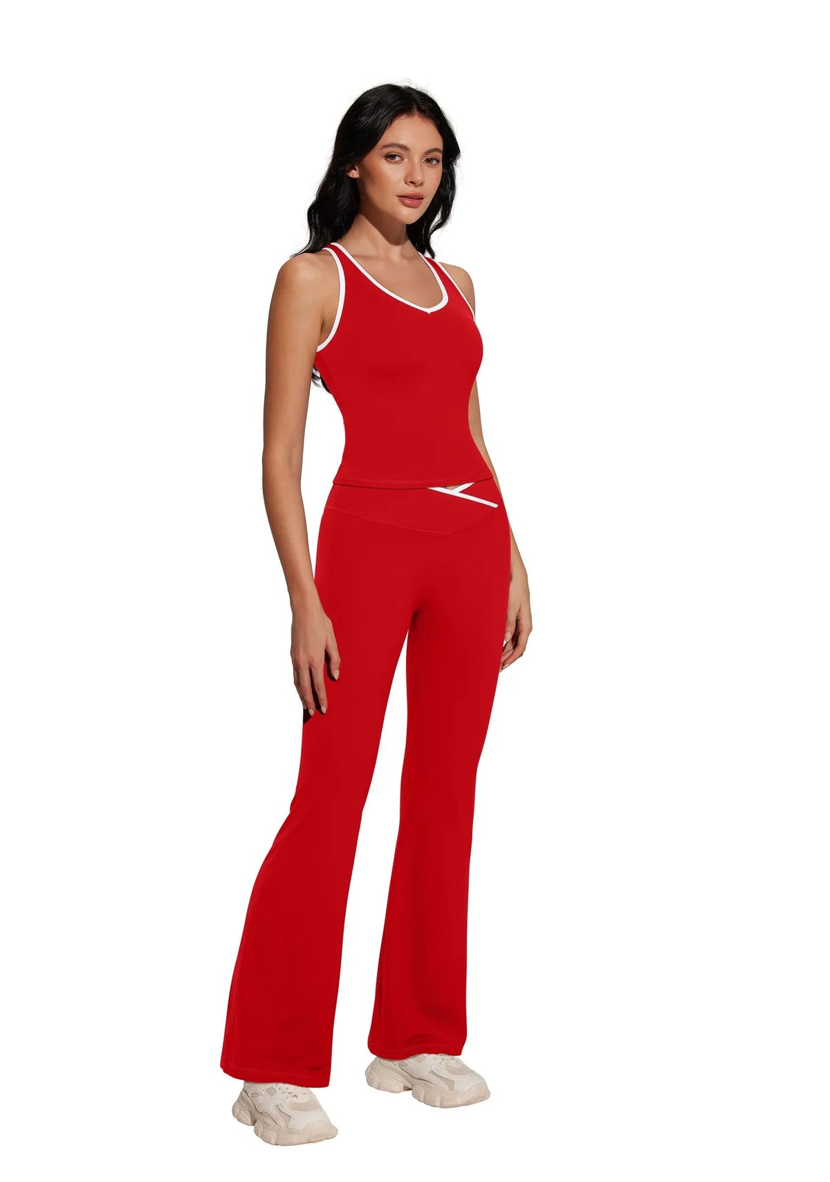 Padded Yoga Tank Flare Leggings Workout Set