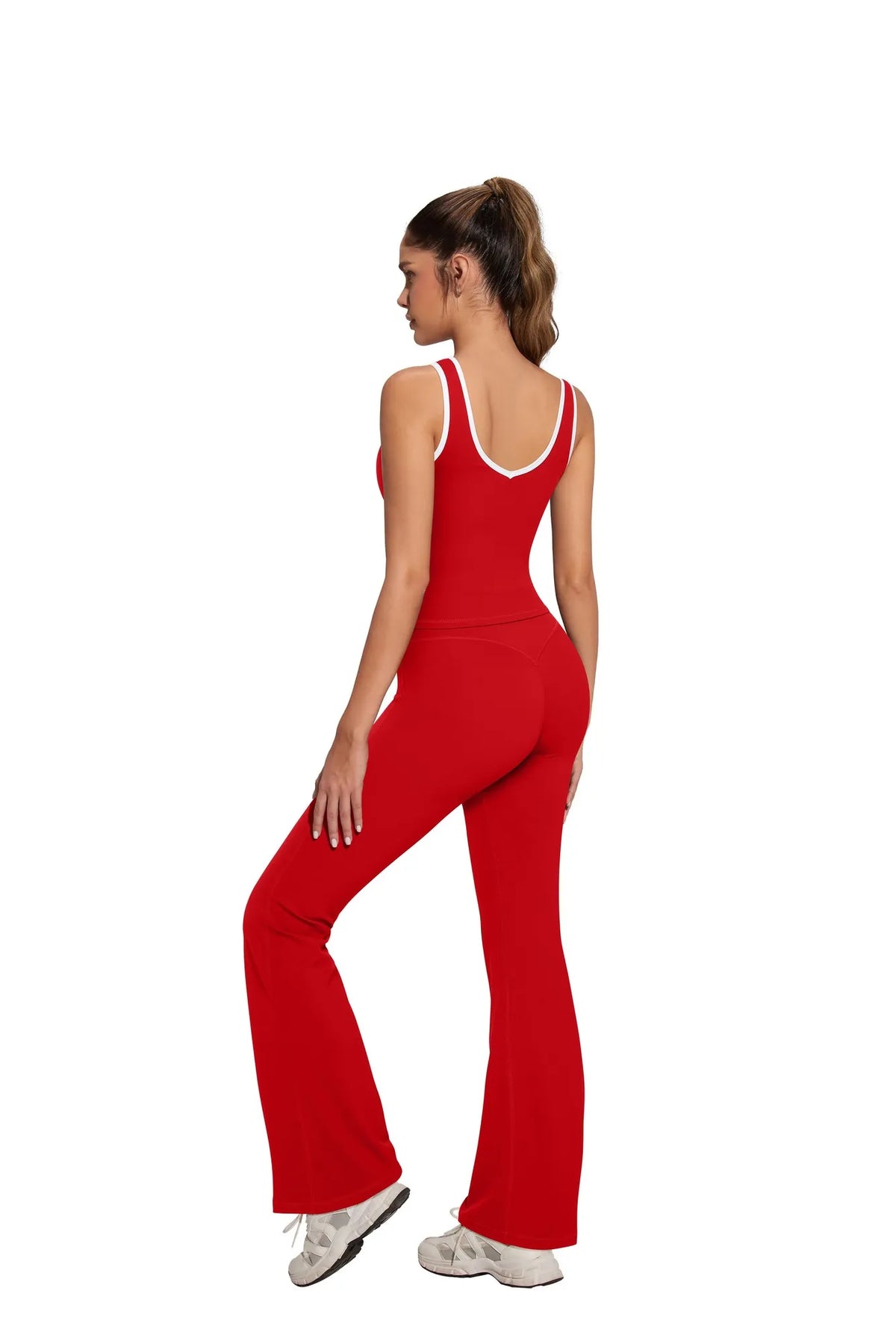 Padded Yoga Tank Flare Leggings Workout Set