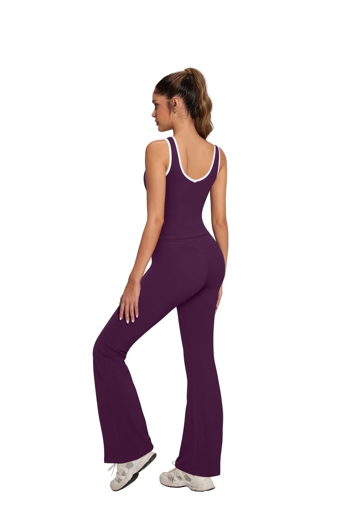 Padded Yoga Tank Flare Leggings Workout Set