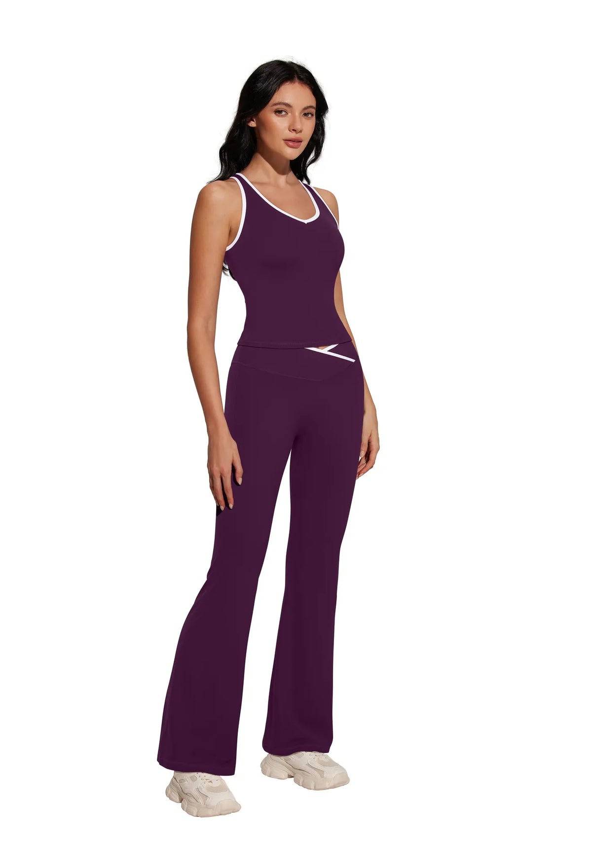 Padded Yoga Tank Flare Leggings Workout Set