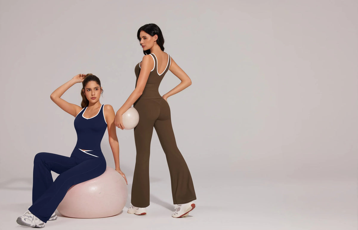 Padded Yoga Tank Flare Leggings Workout Set