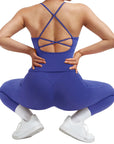 SUUKSESS Women 2 Piece Workout Sets Booty Leggings with Pockets Padded Tank Tops-SUUKSESS-SUUKSESS