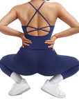 SUUKSESS Women 2 Piece Workout Sets Booty Leggings with Pockets Padded Tank Tops-SUUKSESS-SUUKSESS