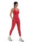 SUUKSESS Women 2 Piece Workout Sets Booty Leggings with Pockets Padded Tank Tops-SUUKSESS-SUUKSESS