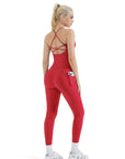 SUUKSESS Women 2 Piece Workout Sets Booty Leggings with Pockets Padded Tank Tops-SUUKSESS-SUUKSESS