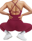 SUUKSESS Women 2 Piece Workout Sets Booty Leggings with Pockets Padded Tank Tops-SUUKSESS-SUUKSESS