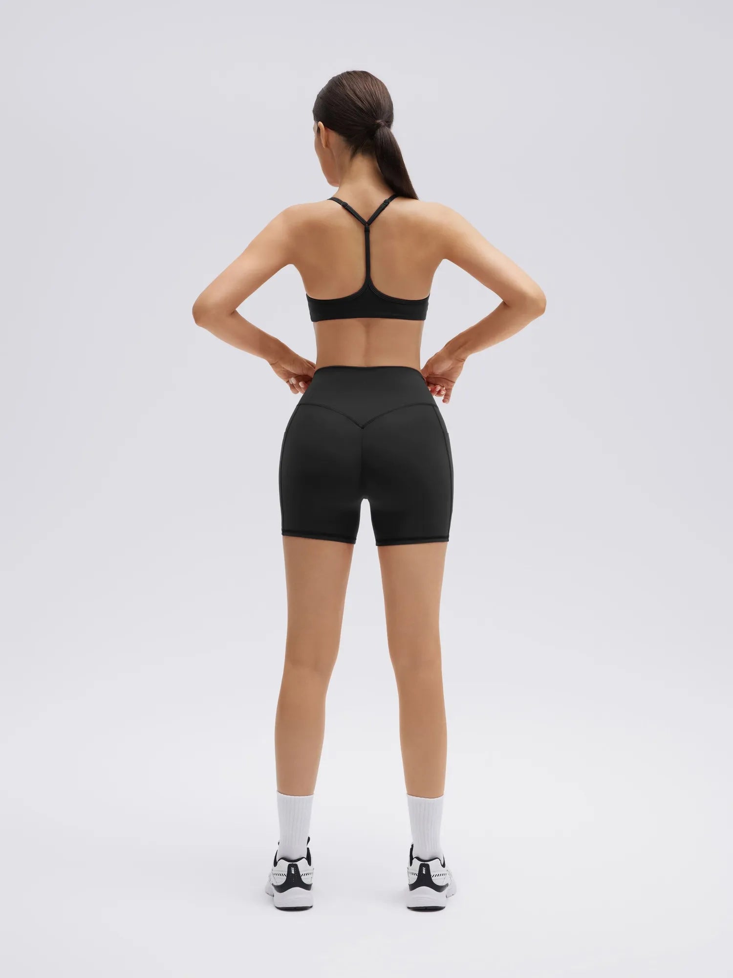 SUUKSESS Workout Sets for Women Y Back Sports Bras Padded Racerback Low Impact Thin Strap Top Biker Shorts with Pockets-SUUKSESS-SUUKSESS