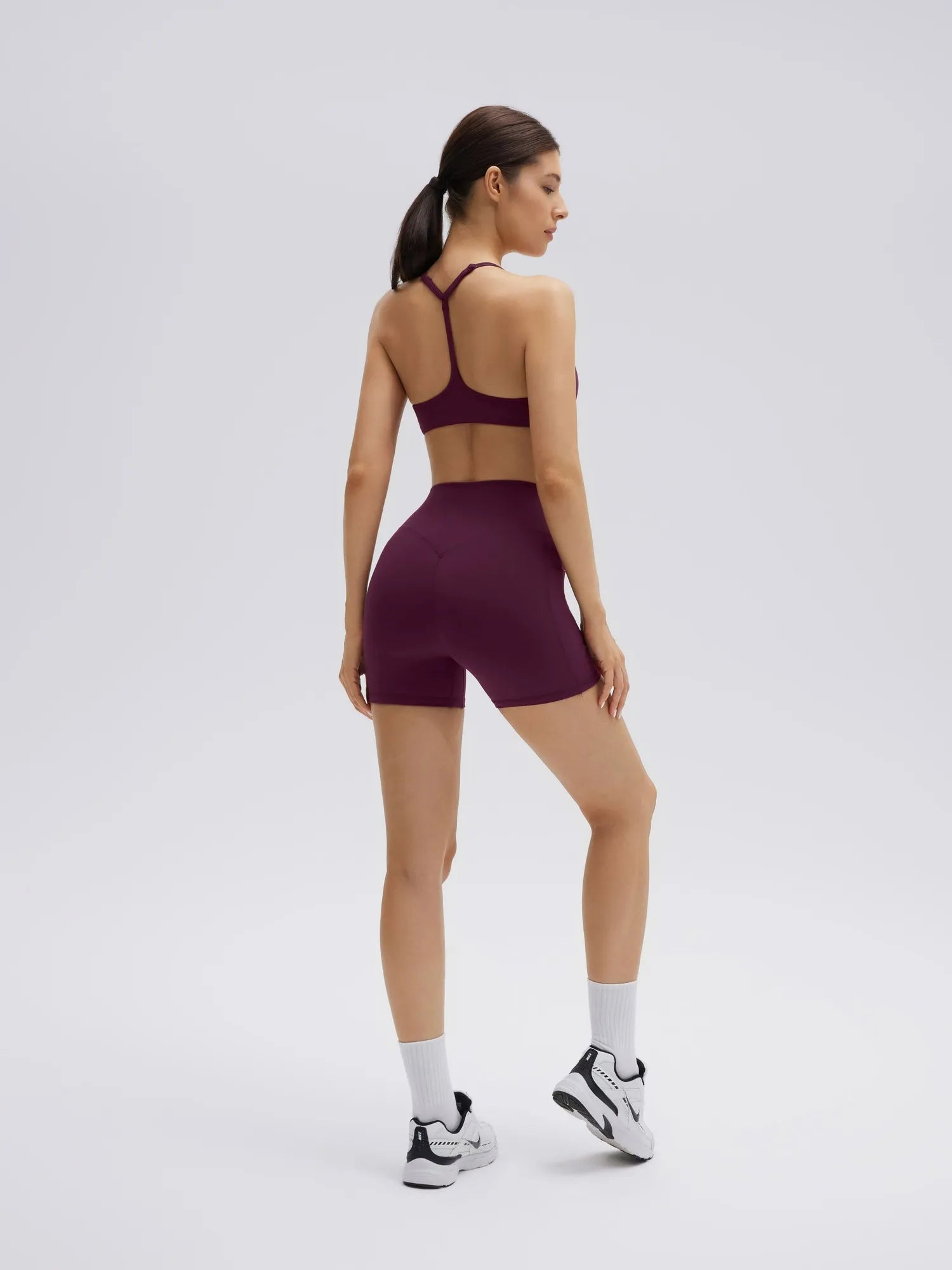 SUUKSESS Workout Sets for Women Y Back Sports Bras Padded Racerback Low Impact Thin Strap Top Biker Shorts with Pockets-SUUKSESS-SUUKSESS