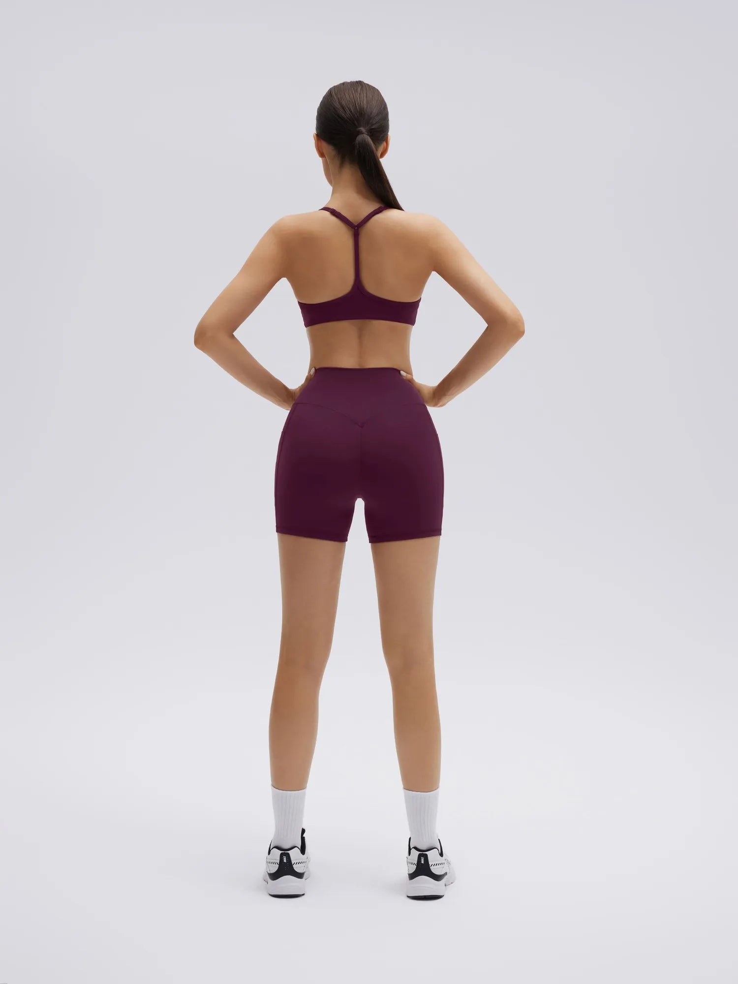 SUUKSESS Workout Sets for Women Y Back Sports Bras Padded Racerback Low Impact Thin Strap Top Biker Shorts with Pockets-SUUKSESS-SUUKSESS