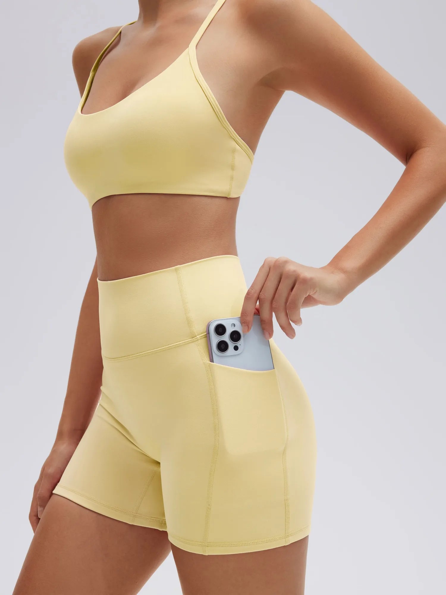 SUUKSESS Workout Sets for Women Y Back Sports Bras Padded Racerback Low Impact Thin Strap Top Biker Shorts with Pockets-SUUKSESS-SUUKSESS