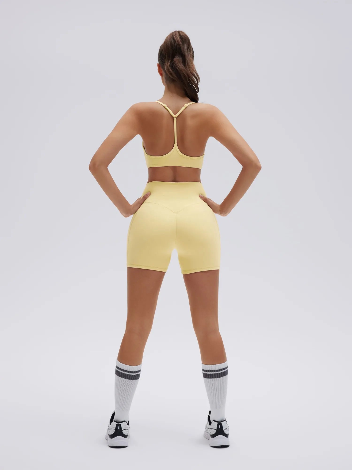 SUUKSESS Workout Sets for Women Y Back Sports Bras Padded Racerback Low Impact Thin Strap Top Biker Shorts with Pockets-SUUKSESS-SUUKSESS