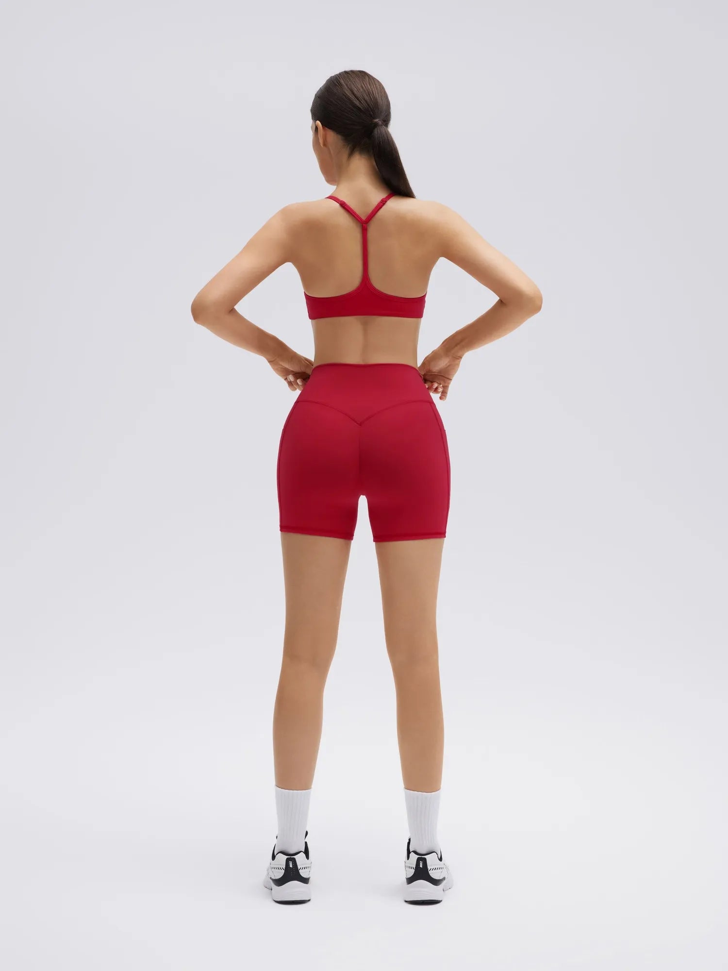 SUUKSESS Workout Sets for Women Y Back Sports Bras Padded Racerback Low Impact Thin Strap Top Biker Shorts with Pockets-SUUKSESS-SUUKSESS