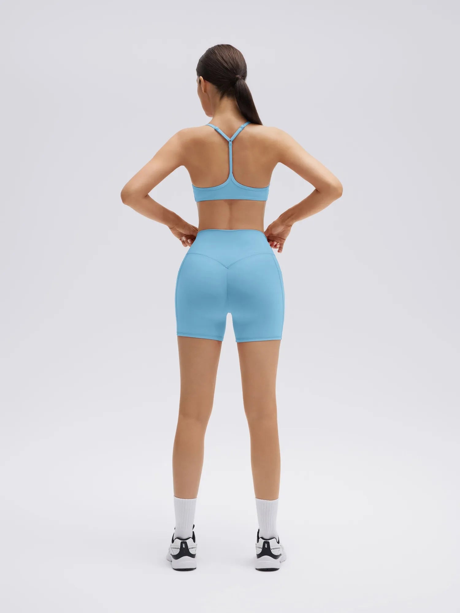 SUUKSESS Workout Sets for Women Y Back Sports Bras Padded Racerback Low Impact Thin Strap Top Biker Shorts with Pockets-SUUKSESS-SUUKSESS