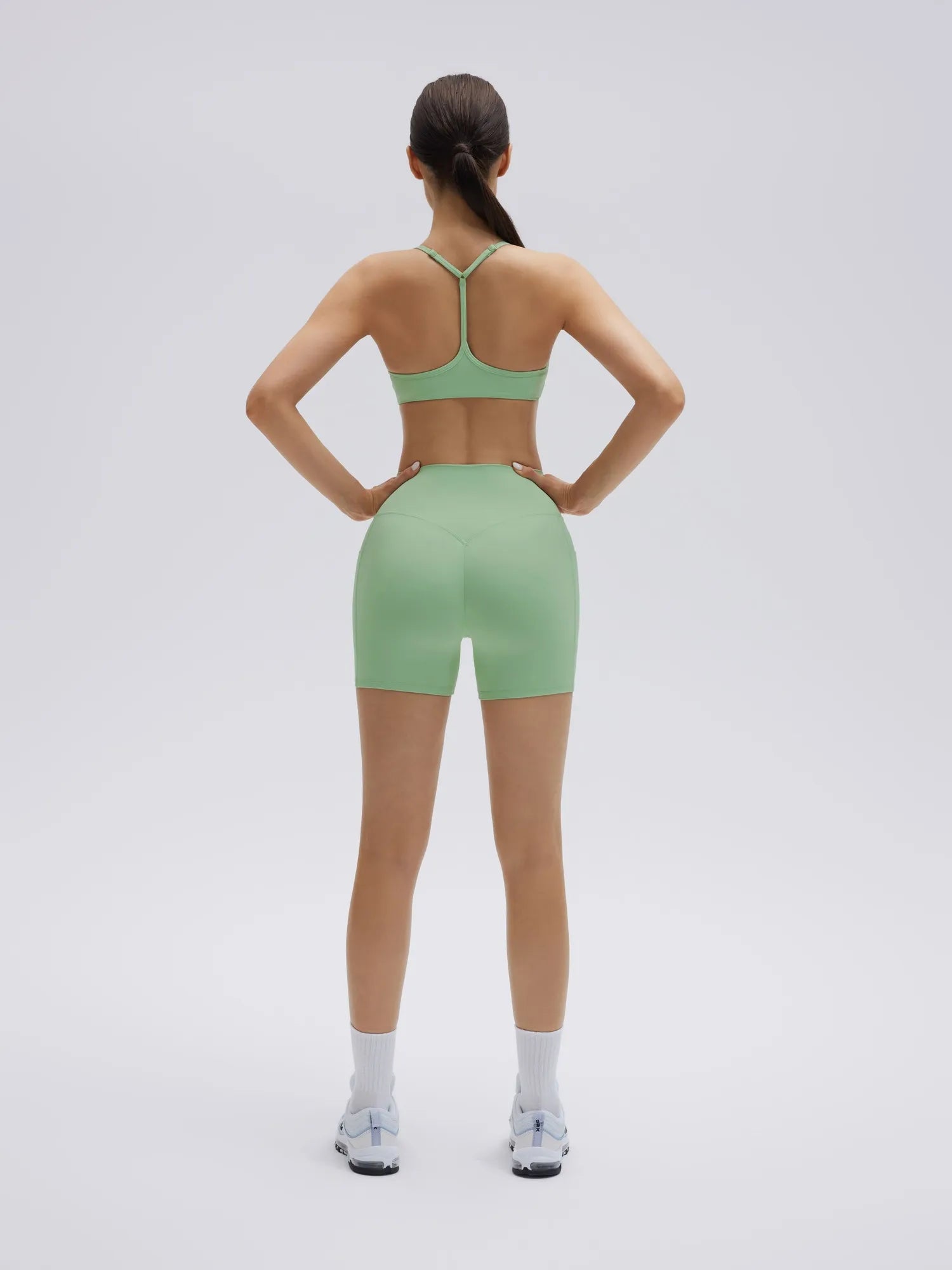 SUUKSESS Workout Sets for Women Y Back Sports Bras Padded Racerback Low Impact Thin Strap Top Biker Shorts with Pockets-SUUKSESS-SUUKSESS