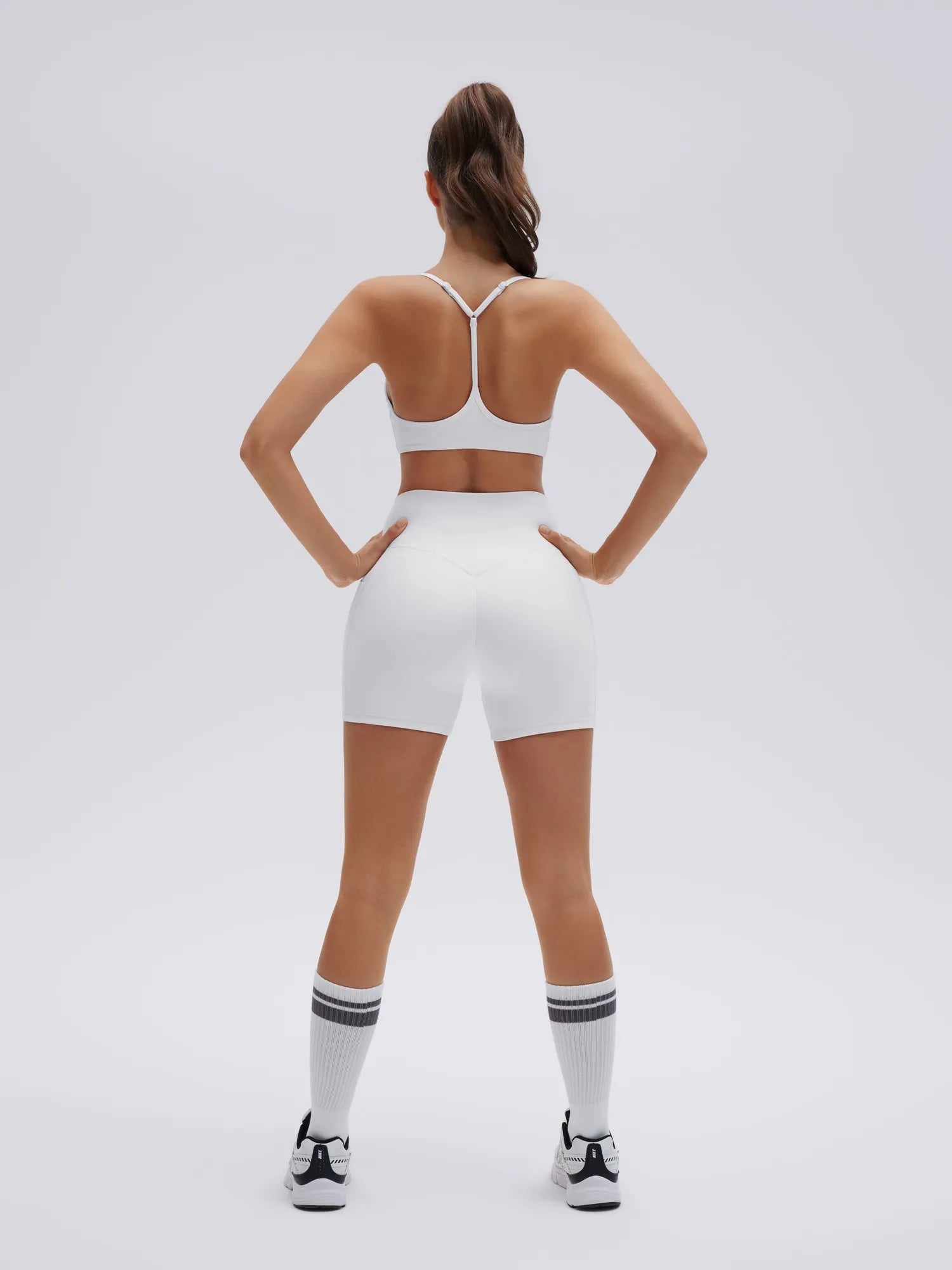 SUUKSESS Workout Sets for Women Y Back Sports Bras Padded Racerback Low Impact Thin Strap Top Biker Shorts with Pockets-SUUKSESS-SUUKSESS