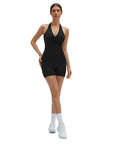 Padded Halter Open Back 2 Piece Workout Sets-SUUKSESS-SUUKSESS