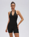 Padded Halter Open Back 2 Piece Workout Sets-SUUKSESS-Black-XS-SUUKSESS