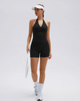 Padded Halter Open Back 2 Piece Workout Sets-SUUKSESS-SUUKSESS