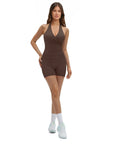 Padded Halter Open Back 2 Piece Workout Sets-SUUKSESS-SUUKSESS