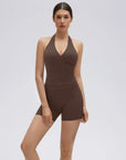 Padded Halter Open Back 2 Piece Workout Sets-SUUKSESS-SUUKSESS