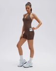 Padded Halter Open Back 2 Piece Workout Sets-SUUKSESS-SUUKSESS