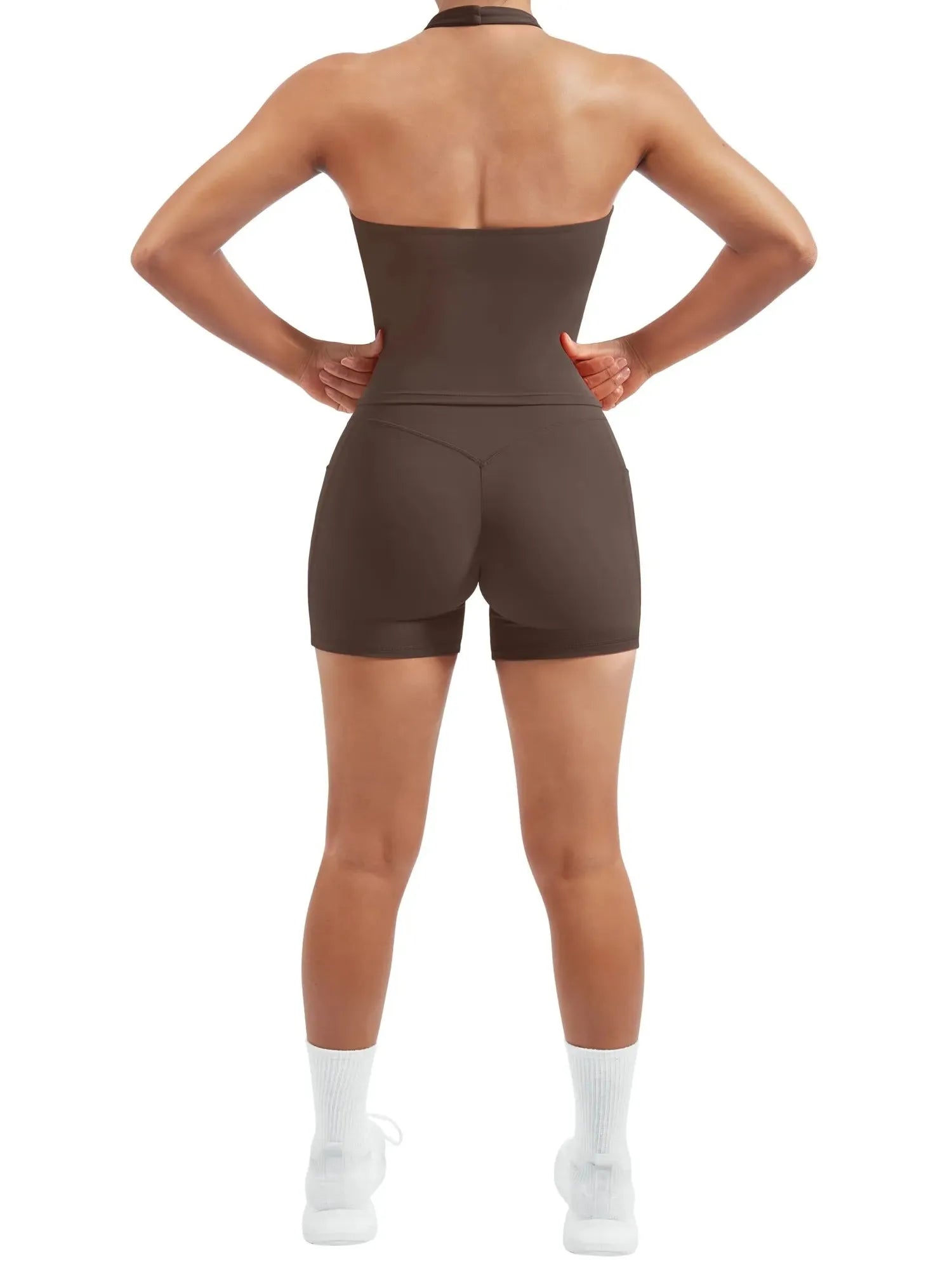 Padded Halter Open Back 2 Piece Workout Sets-SUUKSESS-SUUKSESS