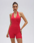 Padded Halter Open Back 2 Piece Workout Sets-SUUKSESS-SUUKSESS