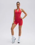 Padded Halter Open Back 2 Piece Workout Sets-SUUKSESS-SUUKSESS