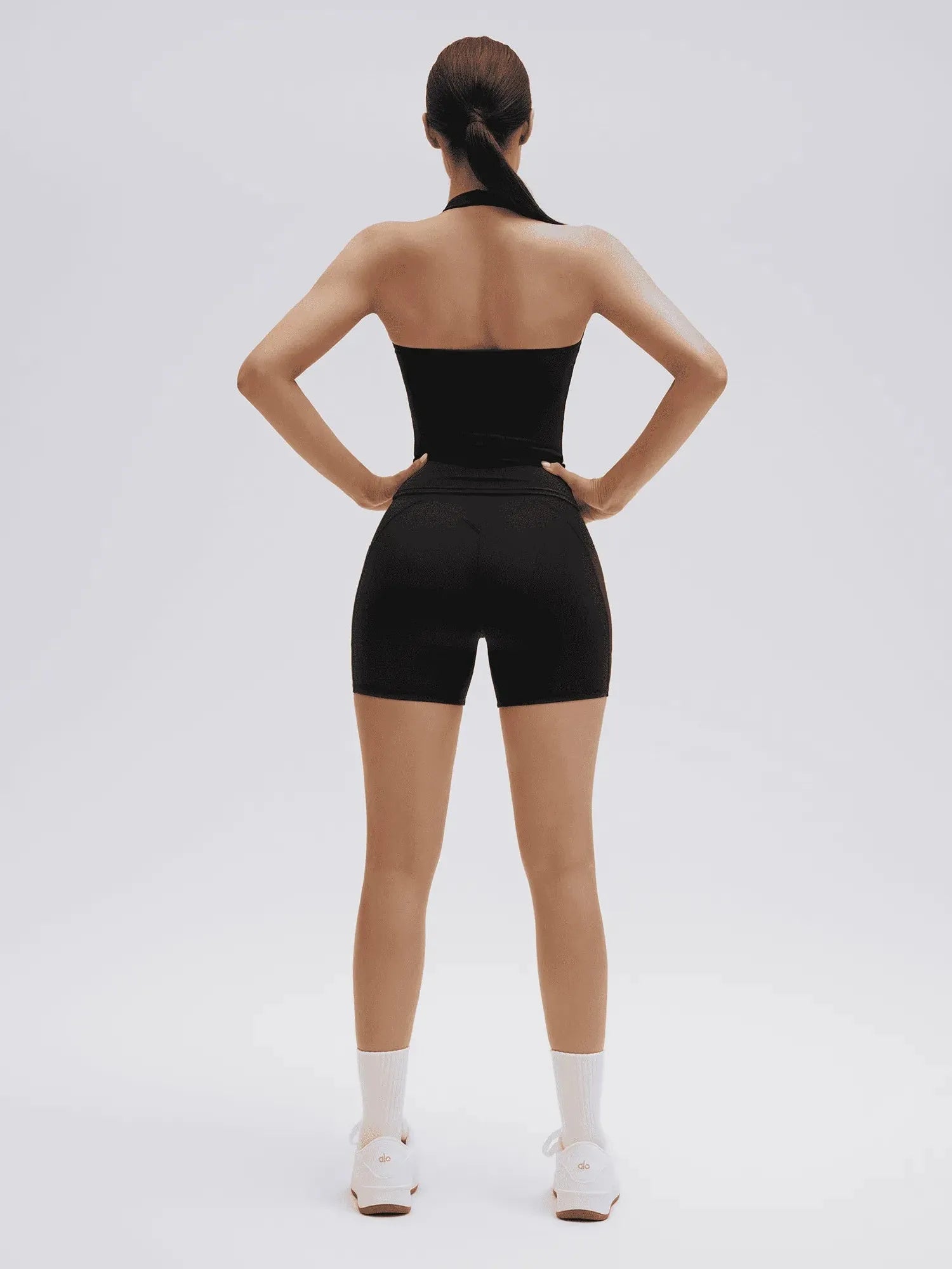 SUUKSESS Women 2 Piece Workout Sets Halter Neck Padded Yoga Tank Tops High Waisted Biker Shorts with Pockets-SUUKSESS-SUUKSESS