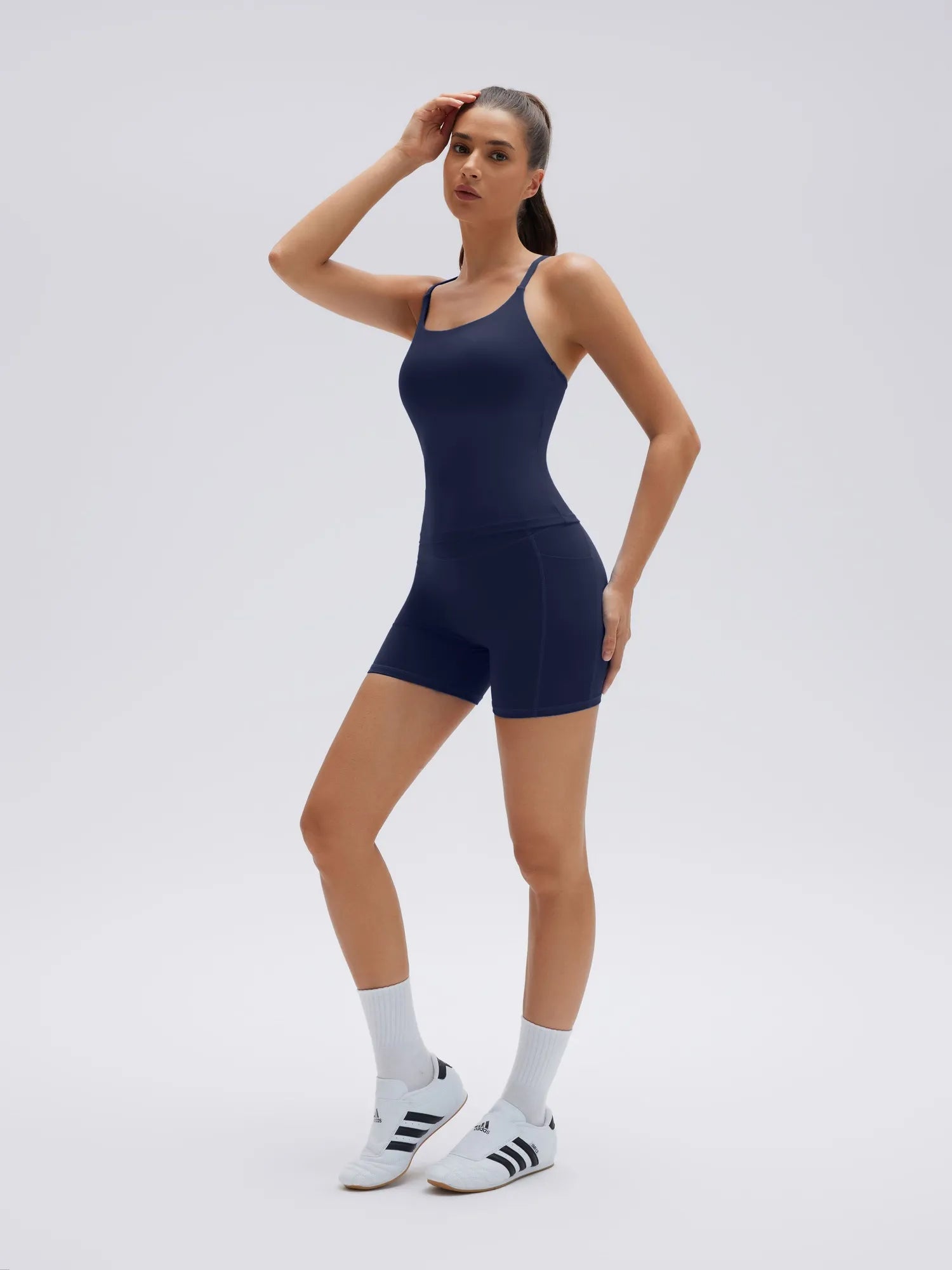 Scoop Neck Backless Waisted Workout Sets