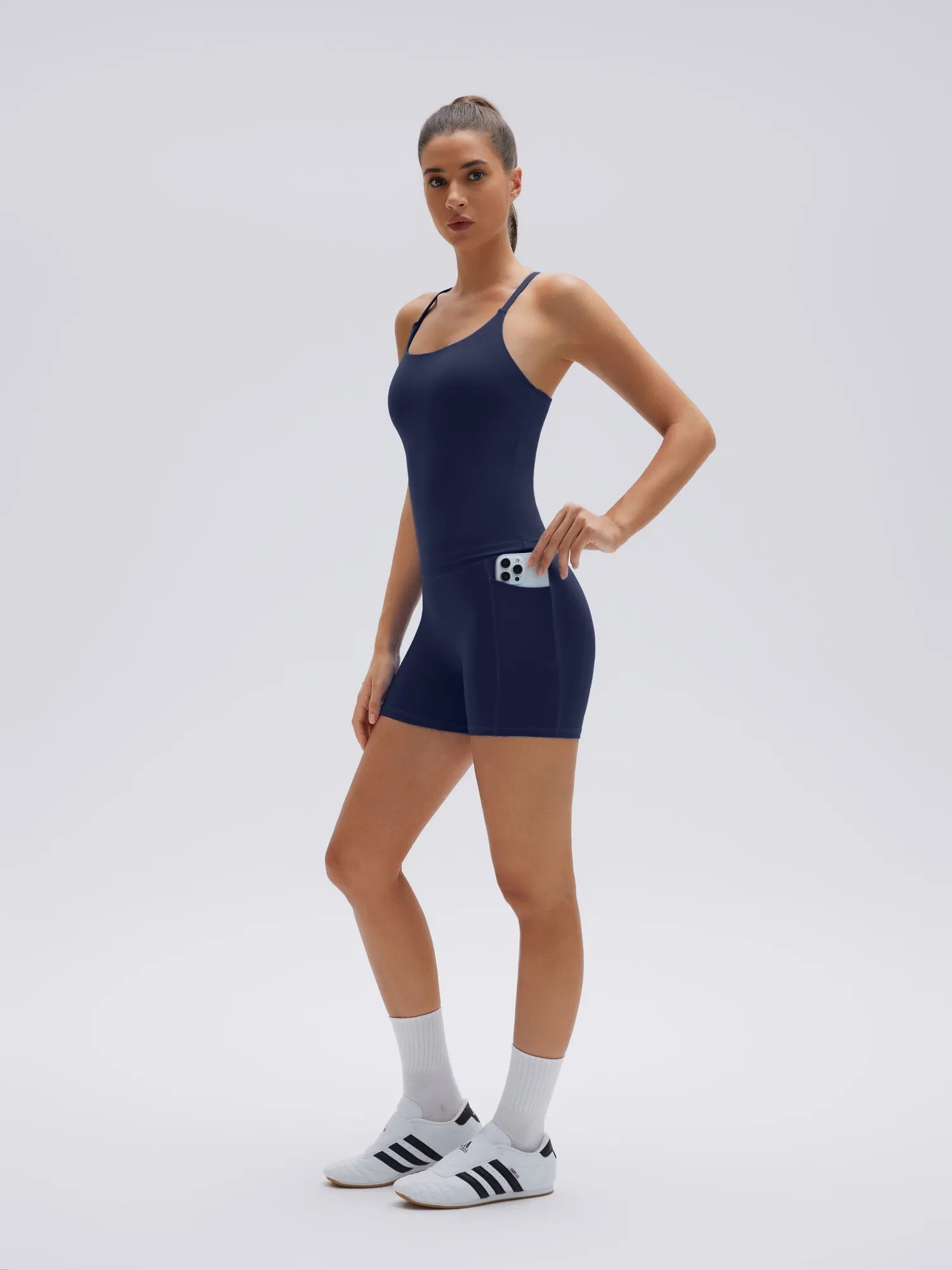 Scoop Neck Backless Waisted Workout Sets