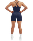 Scoop Neck Backless Waisted Workout Sets