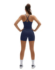 Scoop Neck Backless Waisted Workout Sets