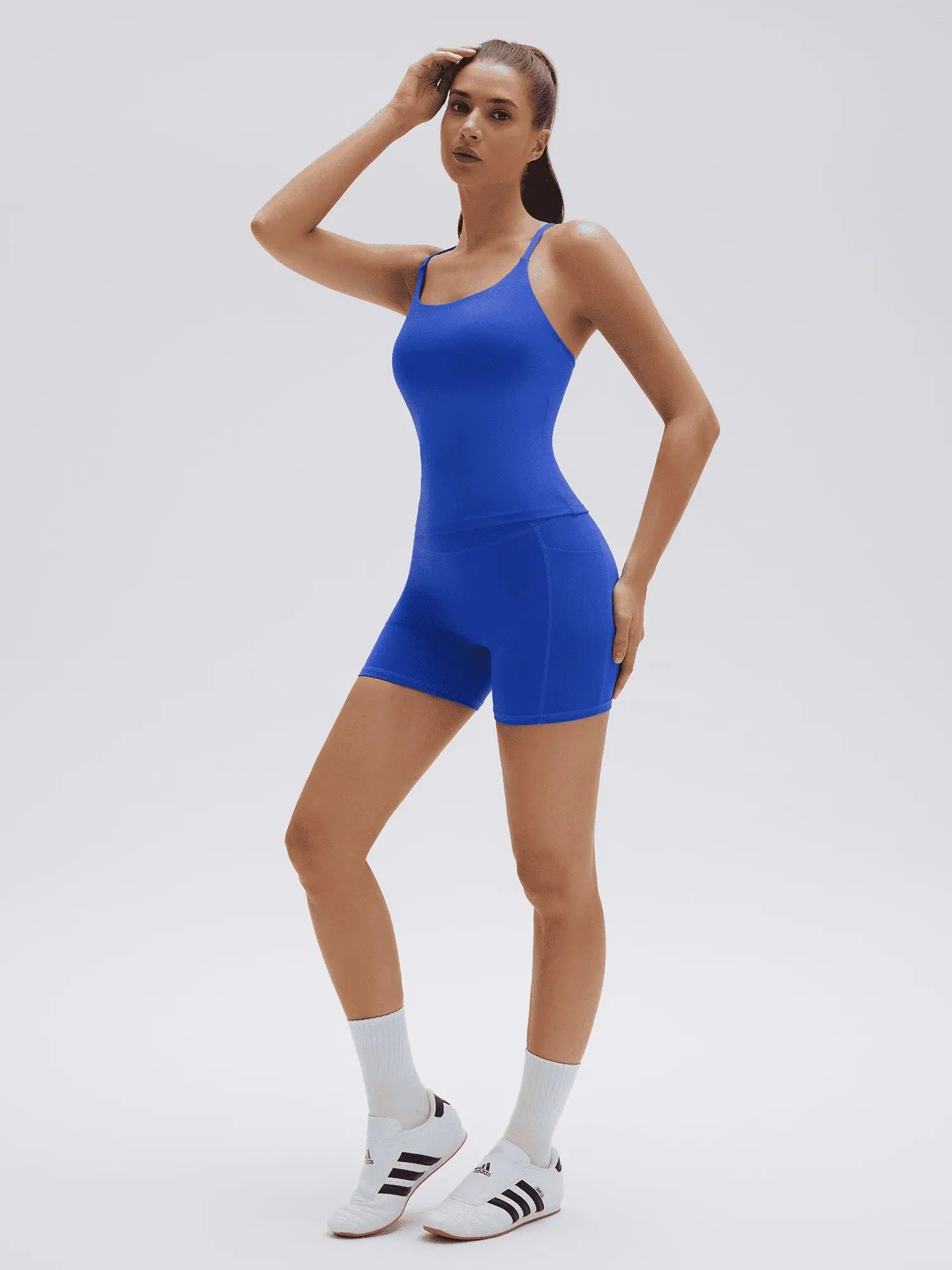 SUUKSESS Women 2 Piece Workout Sets Padded Yoga Tank Top High Waisted Biker Shorts with Pockets-SUUKSESS-SUUKSESS