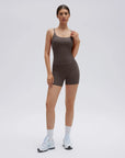 Scoop Neck Backless Waisted Workout Sets