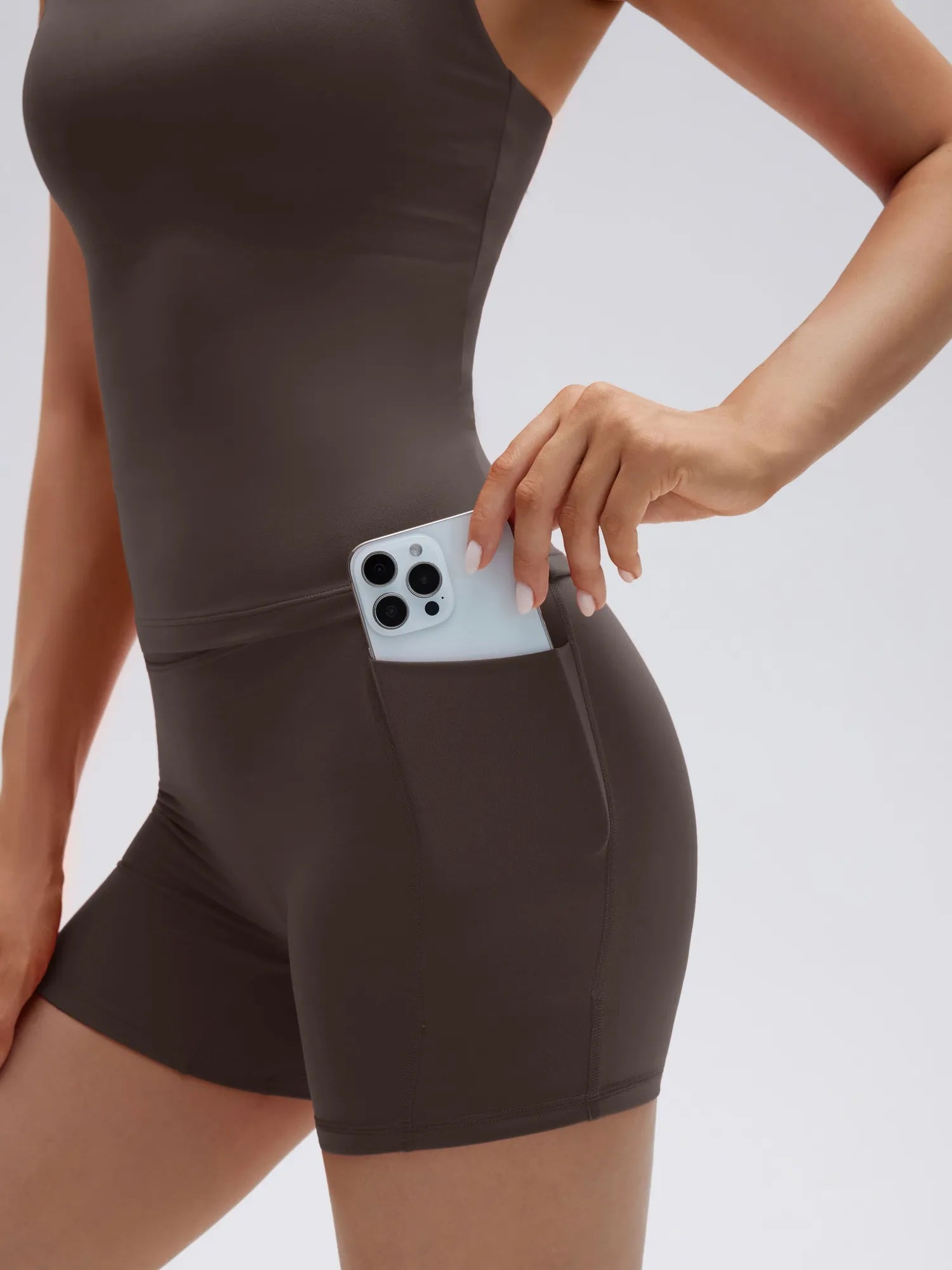Scoop Neck Backless Waisted Workout Sets