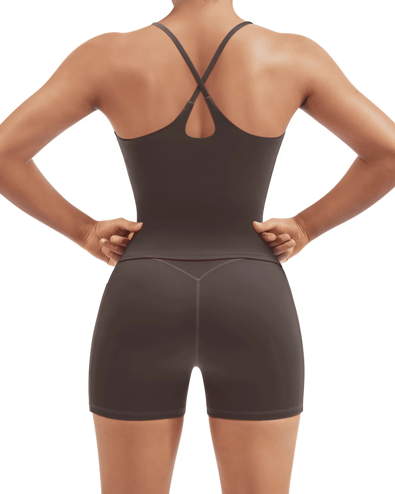 Scoop Neck Backless Waisted Workout Sets