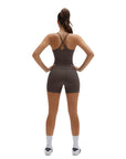 Scoop Neck Backless Waisted Workout Sets
