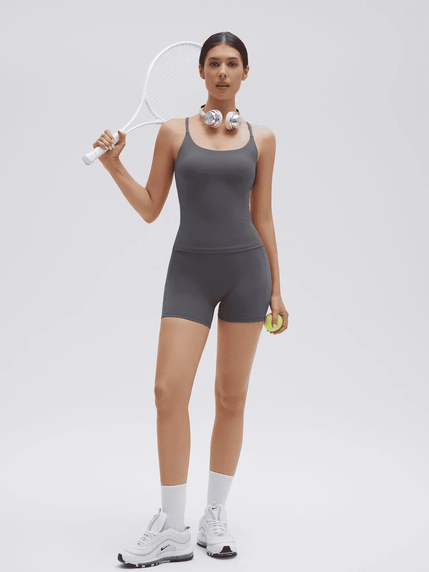 SUUKSESS Women 2 Piece Workout Sets Padded Yoga Tank Top High Waisted Biker Shorts with Pockets-SUUKSESS-SUUKSESS