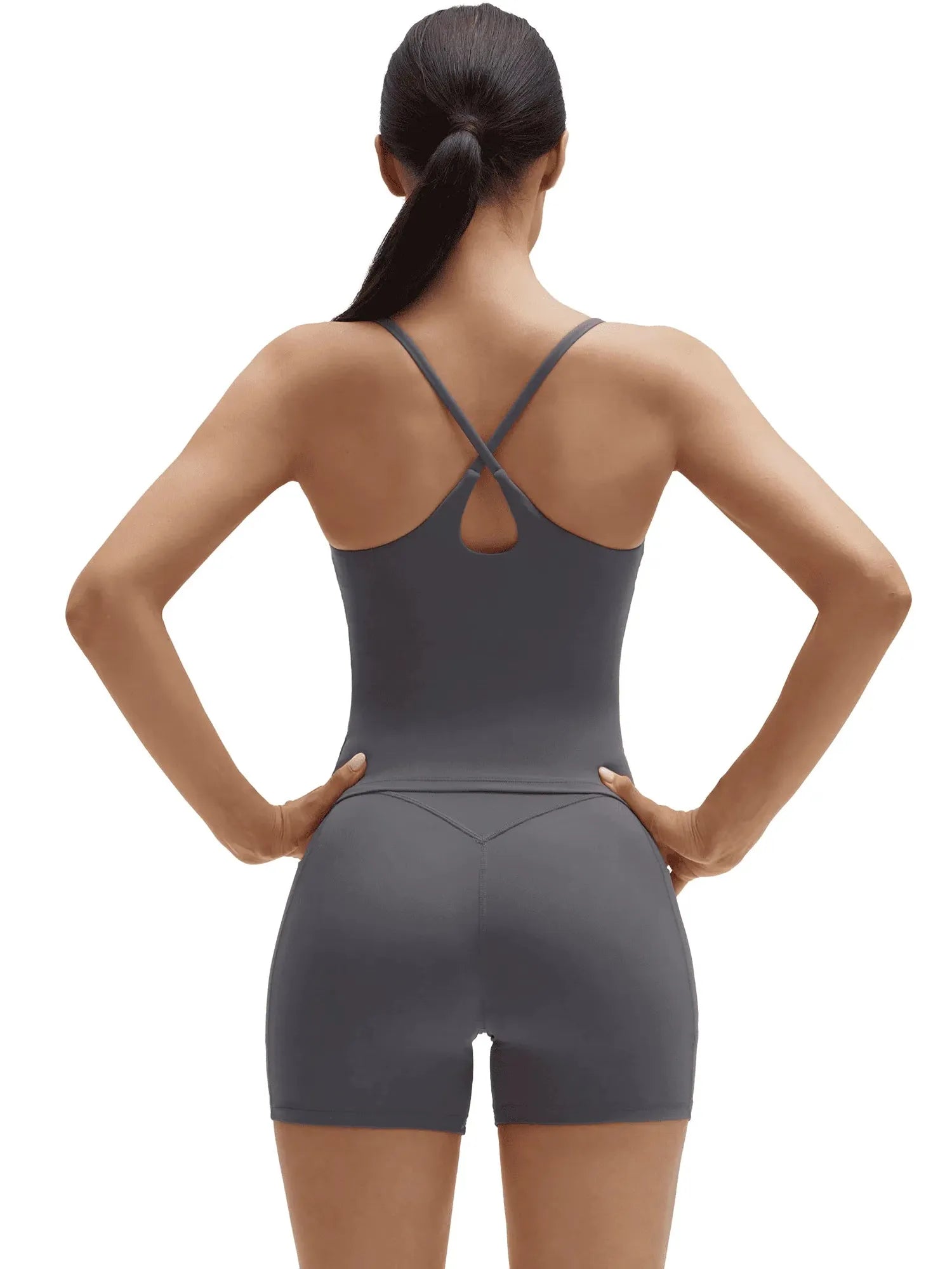 SUUKSESS Women 2 Piece Workout Sets Padded Yoga Tank Top High Waisted Biker Shorts with Pockets-SUUKSESS-SUUKSESS