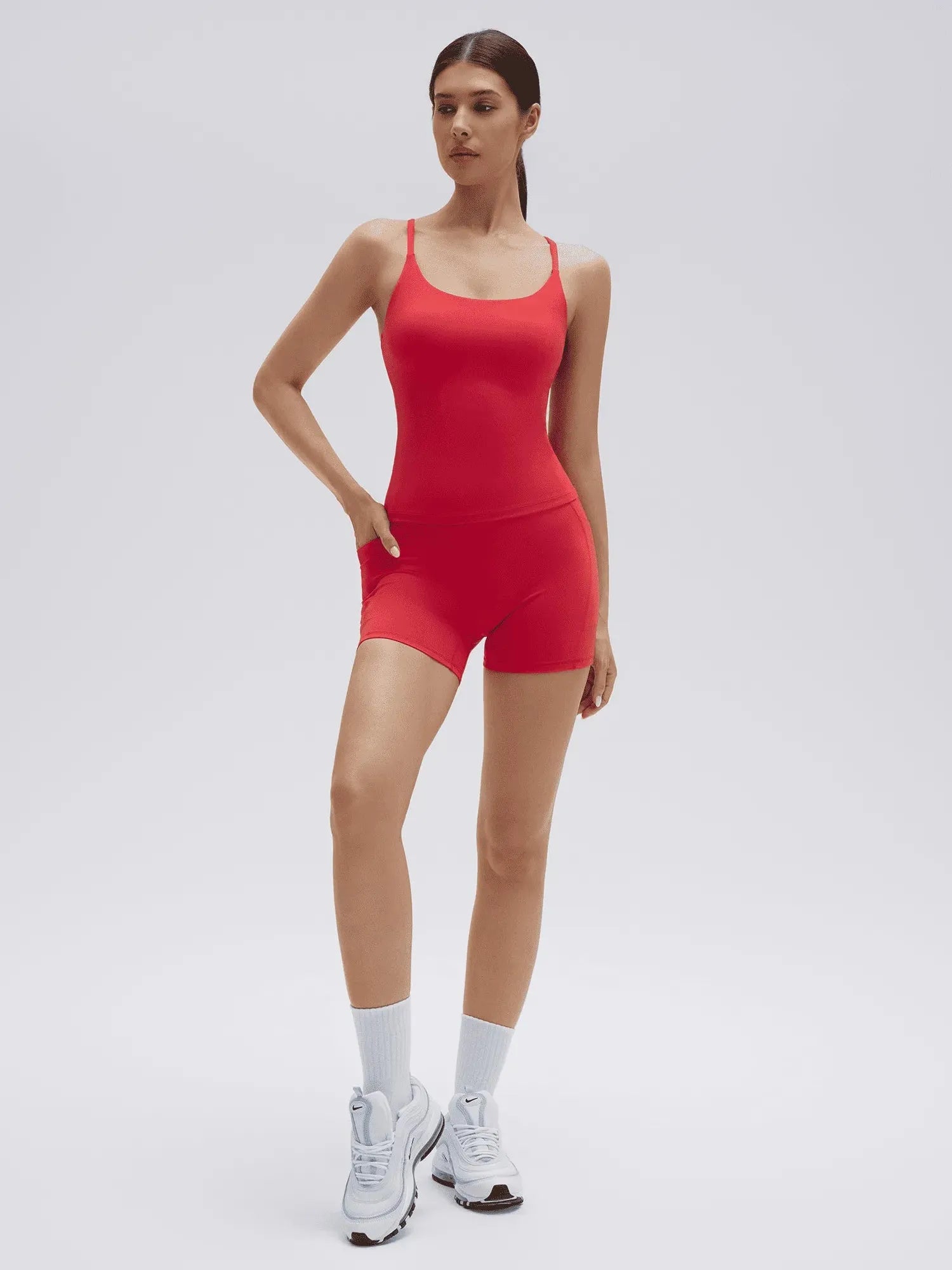 SUUKSESS Women 2 Piece Workout Sets Padded Yoga Tank Top High Waisted Biker Shorts with Pockets-SUUKSESS-SUUKSESS